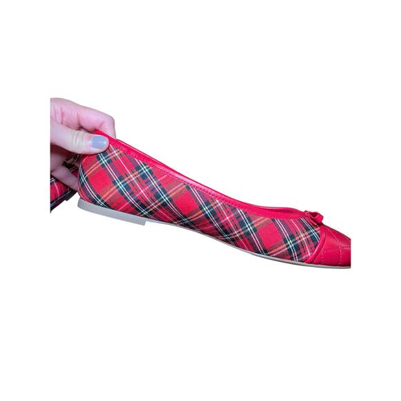 EUC Talbots Women 10 Blair Cap Toe Ballet Flats Tartan Plaid Christmas Plaid - Picture 14 of 15
